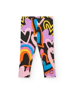 Леггинсы для девочек с принтом и эластичным поясом, черный Tuc tuc