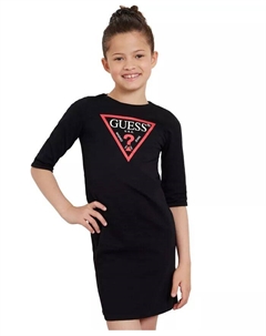 Платье-футболка с длинными рукавами для больших девочек, черный Guess