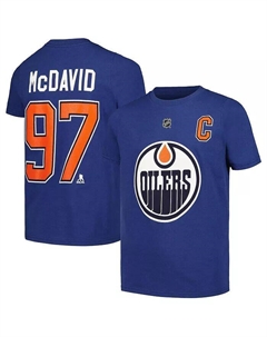 Футболка с именем и номером капитана Big Boys Connor McDavid Blue Edmonton Oilers Outerstuff