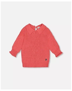 Свитер 3/4 вязки для девочек-малышей с воротником кораллового цвета — для малышей, ребенок, оранжевый Deux par deux