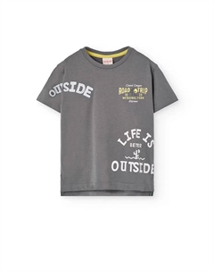 Футболка для мальчиков с короткими рукавами и круглым вырезом, серый Boboli
