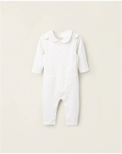 Комплект для мальчика, состоящий из боди с длинными рукавами и комбинезона в горошек, белый Zippy