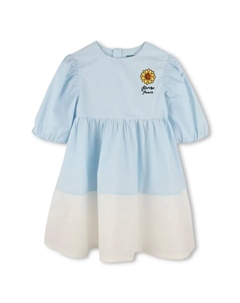 Платье из хлопка для девочки с рукавами-фонариками, светло-голубой Kenzo kids