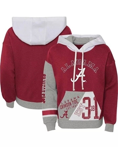 Толстовка с капюшоном из мягкого флиса для девочек, темно-красная, состаренная, Alabama Crimson Tide True Fan Outerstuff