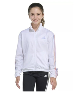 Спортивная куртка с длинными рукавами и принтом в виде трех полосок для больших девочек, белый Adidas