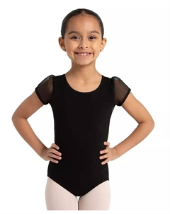 Купальник с рукавами-фонариками и вырезом-замочной скважиной на спине для девочек, черный Capezio