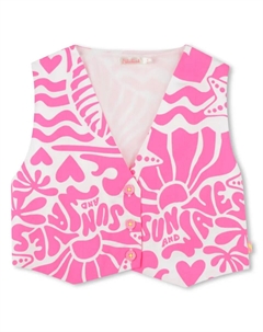 Жилет для девочки с принтом и застежкой на пуговицы, розовый Billieblush