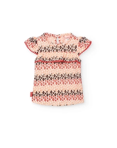 Футболка для девочки из хлопка с этническим принтом, мультиколор Boboli
