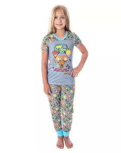 Пижама для девочек Скуби-Ду Где ты? Пижамный комплект с фигурками чиби, серый Scooby doo