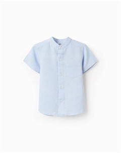 Рубашка для мальчика с воротником-стойкой и карманом, светло-голубой Zippy