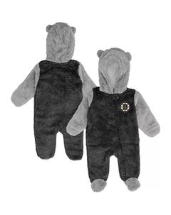 Новорожденные и младенцы мальчики и девочки черный Boston Bruins Game Nap Teddy флисовый флисовый спальный комплект на молнии Outerstuff
