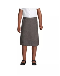 Школьная форма для больших девочек, тонкая однотонная юбка-трапеция ниже колена, серый Lands' end