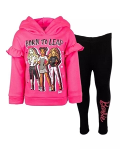Комплект одежды из флисовой толстовки и леггинсов для маленьких девочек (2T–18–20), черный Barbie