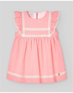 Платье плюмети для девочки с кружевом Церемония PAZ Rodríguez, коралловый Paz rodriguez