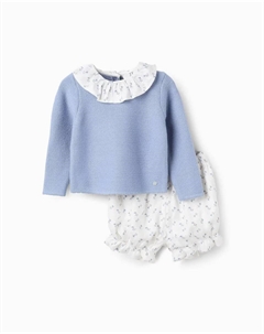 Комплект из 2 предметов для девочки: свитер и шорты-шаровары, светло-голубой Zippy