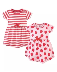Детские платья с короткими рукавами из органического хлопка для маленьких девочек, 2 шт., Черный/Красное сердце, красный Touched by nature