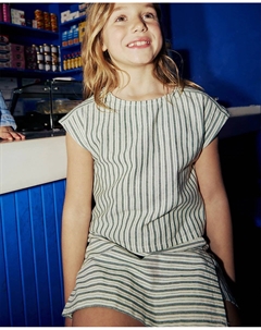 Блузка с полосатым верхом, темно-зеленый Сфера