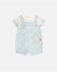 Короткий комбинезон для мальчика 2 в 1 фарфорового цвета, светло-голубой Tutto piccolo