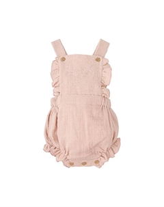 Комбинезон для девочки с оборками и вышивкой, розовый Babidu