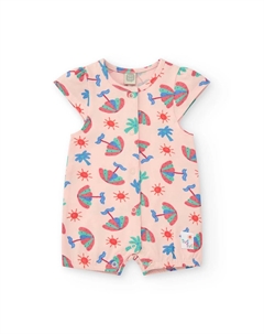 Короткий комбинезон для девочки с принтом зонтика, розовый Tuc tuc