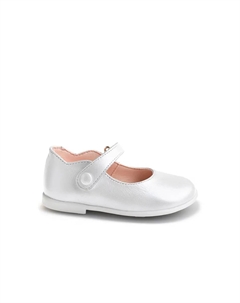 Туфли Мэри Джейн из кожи для девочки с застежкой-липучкой, белый Pablosky