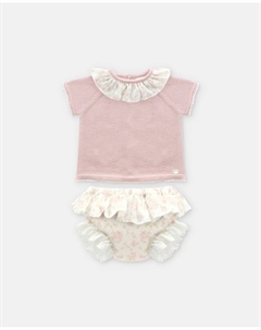 Комплект из комбинезона и подгузника для девочки с розовым цветочным принтом, цвет Nude Martin aranda