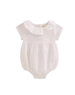 Белый муслиновый комбинезон для мальчика с оборкой на шее Dadati