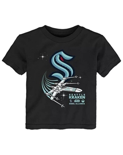Черная футболка для малышей Seattle Kraken Star Wars Rebel Alliance, черный Outerstuff