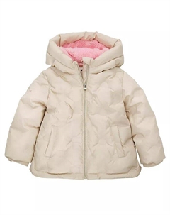 Детская стеганая куртка с флисовой подкладкой и рисунком в виде сердца для девочек 6–24 мес, слоновая кость/кремовый Rokka&rolla