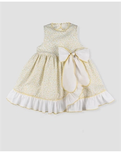 Платье для девочки с оборками и контрастным бантом, желтый Foque
