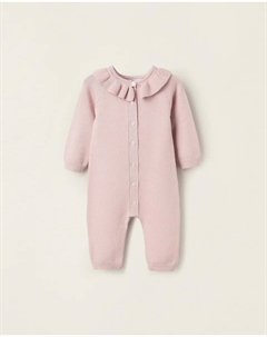 Вязаный комбинезон для девочки с оборкой на шее, розовый Zippy