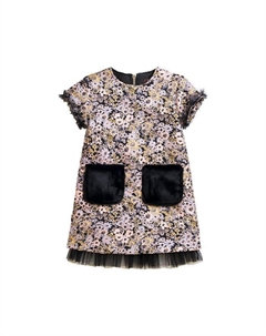 Платье с карманом и жаккардом и искусственным мехом для big girls tanner fw23 букет, мультиколор Imoga collection