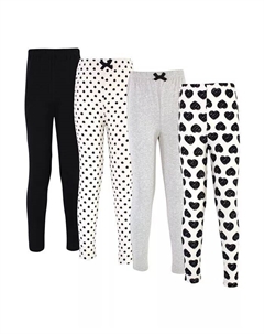 Леггинсы из органического хлопка для маленьких девочек Baby Youth, 4 шт., Сердце, черный Touched by nature
