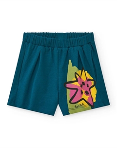 Шорты для девочек с эластичным поясом и позиционным рисунком, синий Tuc tuc