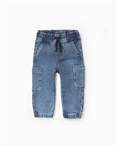 Джинсы-карго для мальчиков с эластичной талией, синий Zippy