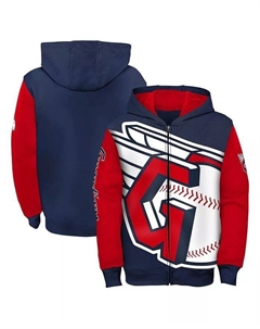 Темно-синяя толстовка с капюшоном и молнией во всю длину для мальчиков и девочек с открыткой Cleveland Guardians, синий Outerstuff