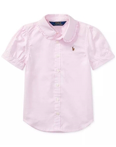 Однотонный топ Oxford с короткими рукавами для маленьких девочек, розовый Polo ralph lauren