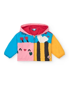 Ветровка для девочек с цветными блоками, капюшоном и застежкой-молнией, розовый Tuc tuc