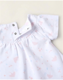 Комплект для девочки с напечатанным платьем и подходящим подгузником, белый Zippy