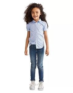 Однотонный топ Oxford с короткими рукавами для маленьких девочек, синий Polo ralph lauren