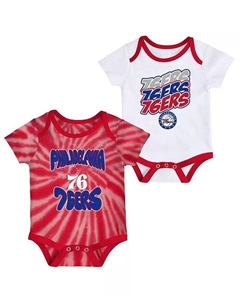Комплект из двух боди с принтом тай-дай для мальчиков и девочек белого и красного цвета Philadelphia 76ers Outerstuff