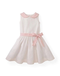 Платье из сирсакера с воротником Питер Пэн для маленьких девочек, розовый Hope & henry