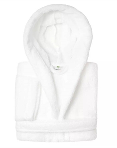 Детский суперплюшевый халат из полиэстера с двойной щеткой и капюшоном, белый Linum home