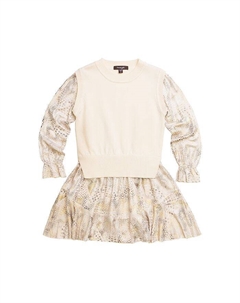 Платье из джерси из абстрактной пряжи и принтом для больших девочек trina fw23, коричневый/бежевый Imoga collection