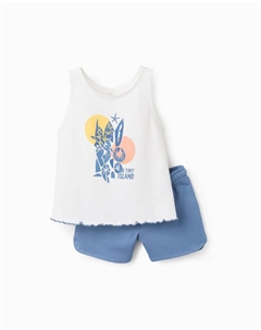 Комплект из футболки без рукавов и шорт для девочки, белый Zippy