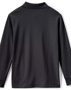 Рубашка-поло с длинным рукавом для девочек из интерлока, черный Lands' end