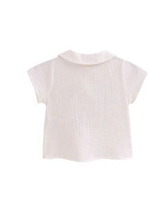 Белая муслиновая рубашка для мальчика с детским воротником, белый Dadati