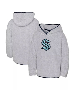 Флисовый пуловер с капюшоном Big Girls Heather Grey Seattle Kraken Ultimate Teddy, серый Outerstuff