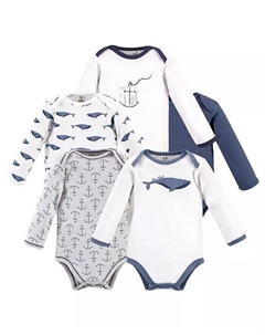 Боди «кит» с длинными рукавами для маленьких девочек и мальчиков, 5 шт, мультиколор Touched by nature