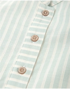 Полосатая рубашка для мальчика с короткими рукавами и воротником-стойкой, бирюзовый Tutto piccolo